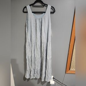 Soft Surroundings Anita Arona Blue Tiered Sleeveless Maxi Dress Size Small New
